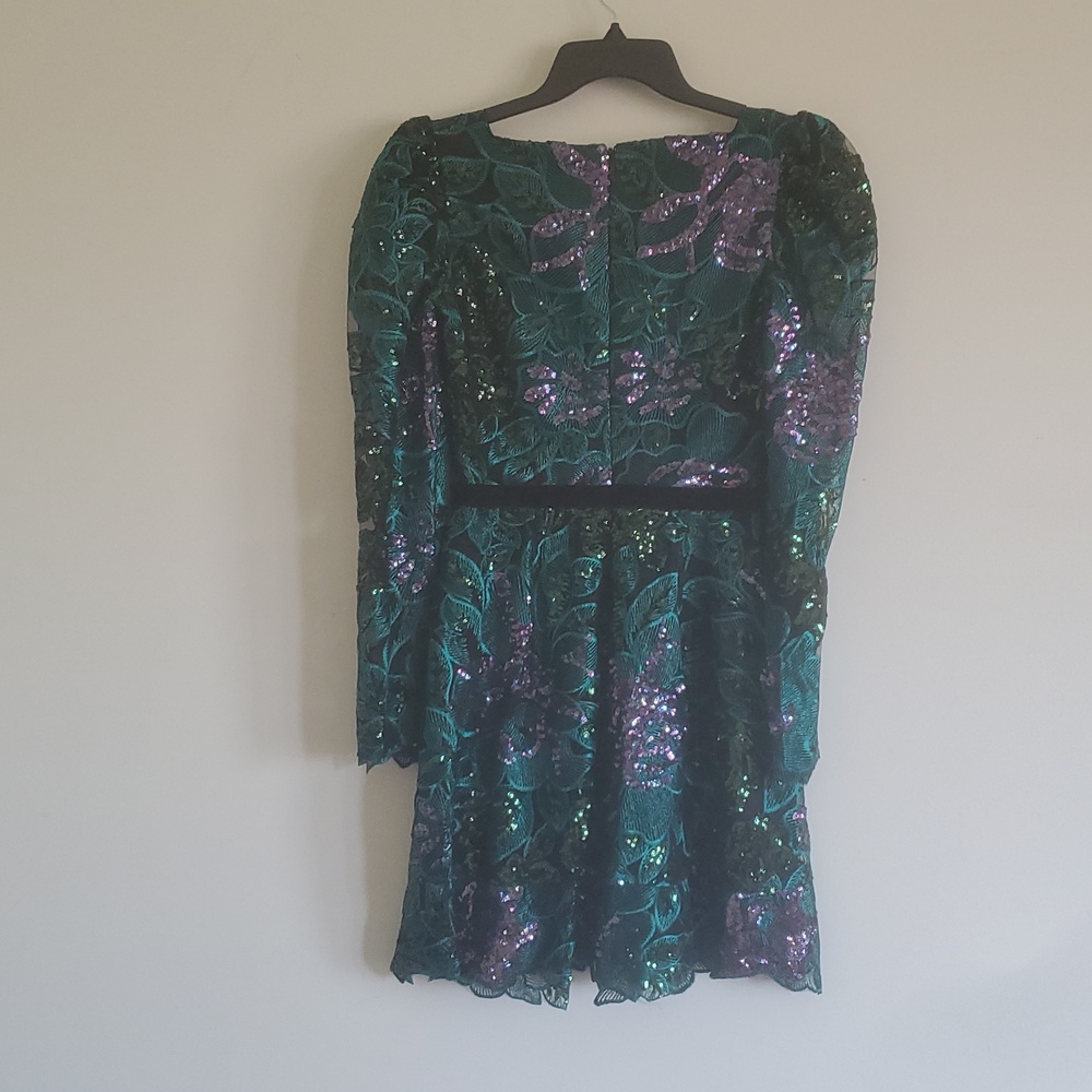 NEW HELSI ALICE FLORAL EMBROIDERED SEQUIN LONG SLEEVE COCTAIL DRESS. SIZE:SMALL - Picture 10 of 14